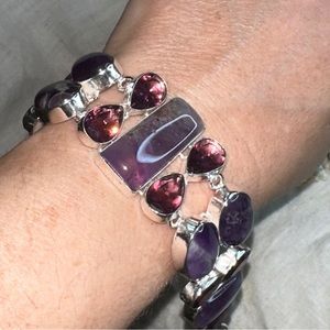 Gorgeous Amethyst + Polished Amethyst statement Bracelet cuff